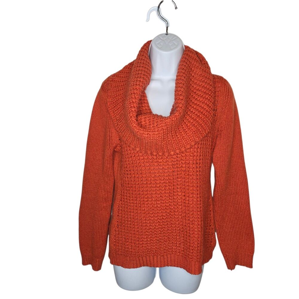Angel of the North Anthropologie Cowl Neck Sweater M Burnt Orange Wool Blend